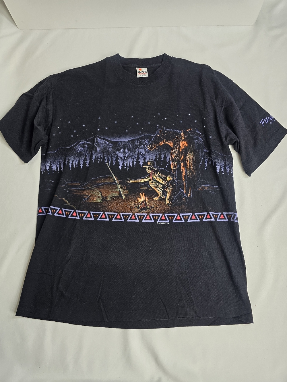 Vintage 1992 Pikes Peak CO Signal Cowboy Western T-Shirt Double Sided XL 90s